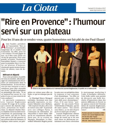 Article du spectacle du 13 octobre 2017